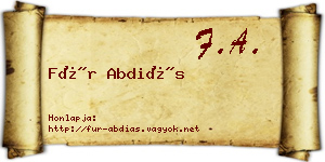 Für Abdiás névjegykártya